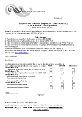 Bulletin de vote AG 2021 à compléter AMBAL