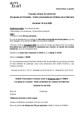 bulletin chateau de la mercerie